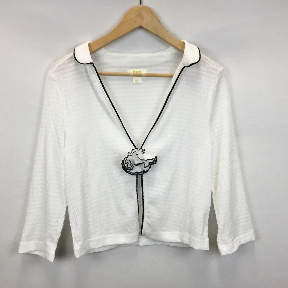 Maeve Rosette Collared Open Front Top White Size S Feminine Girlhoodcore